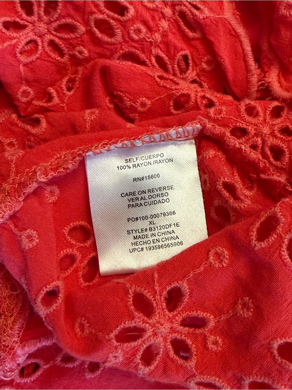 Democracy Red Eyelet Sleeveless Tank - Picture 7 of 8